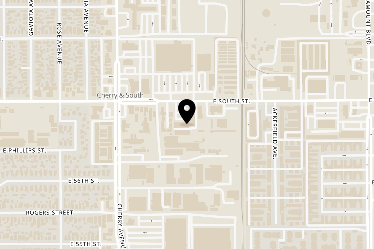 Map showing the location of Shlap Muan Chicken Wings Long Beach on 2150 E South St #105 in Long Beach