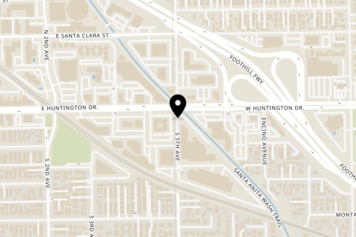 Map showing the location of Shlap Muan Chicken Wings Monrovia on 1108 S 5th Ave in Monrovia